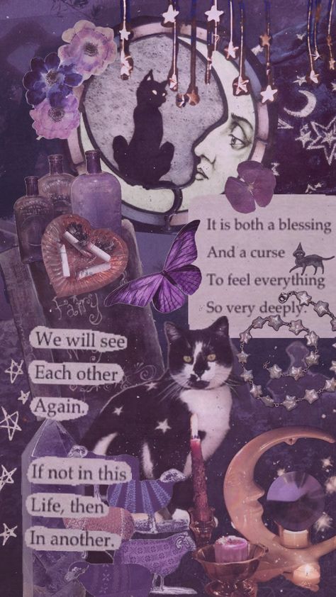 #whimsycore #whimsical #witchy #witchyvibes #vibes #purple #purpleaesthetic #cat #blackcat #aesthetic #purplecore #witchcore #fyp #collage #viral Witchy Ritual Aesthetic, Cute Witchy Aesthetic, Witchcore Wallpaper, Magical Wallpaper Aesthetic, Witchy Purple Aesthetic, Purple Witchy Aesthetic, Purple Hippie Aesthetic, Witchy Hippie Aesthetic, Purple Witch Aesthetic