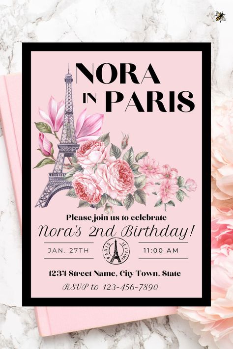 "Emily In Paris" Inspired Party Invites, Digital Template Emily In Paris Party, Paris Birthday Party, Invites Template, Paris Birthday Parties, Paris Birthday, Paris Inspired, Paris Party, Emily In Paris, Party Invites