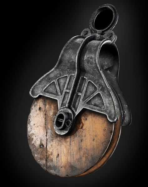 Old Pulley, Thiago Souza on ArtStation at https://www.artstation.com/artwork/e0nLgX Metal Props, Hard Surface Modeling, Environment Props, Tactical Gear Loadout, Props Art, Character Model Sheet, Old Metal, Game Props, Wooden Texture