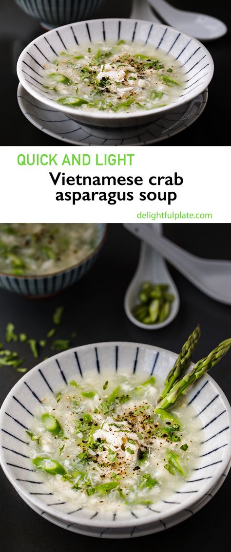 Crab Asparagus Soup, Crab And Asparagus Soup, Soup Vietnamese, Veggies Dinner, Easy Vietnamese Recipes, Canned Crab Meat, Asian Soups, Veggie Recipe, Soup Ideas