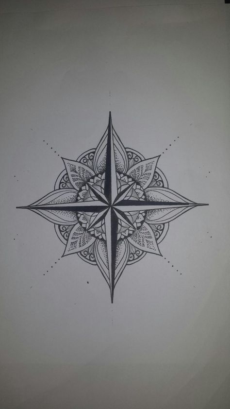 Boho Compass Tattoo, Compass Tattoo Stencil, Mandala How To Draw, Compass Tattoo Drawing, Mandala Compass Tattoo, Wanderlust Tattoos, Mandala Compass, Simple Compass Tattoo, Simple Compass