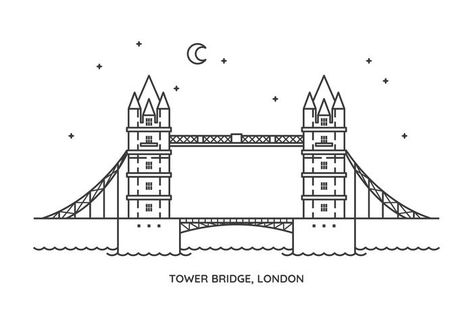 Bridge Icon, Eiffel Tower Drawing, Bridge Tattoo, Disney Drawing Tutorial, Bridge Drawing, London Drawing, School Book Covers, Doodle Pages, Tower Bridge London