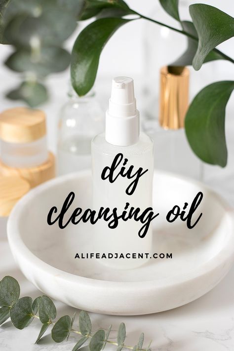 Learn how to make a DIY cleansing oil that rinses clean with water. All you need is 2 natural ingredients. Yes, only 2! Simplify your cleansing routine with this homemade makeup remover and facial cleanser. This simple recipe works perfectly with the oil cleansing method. #alifeadjacent Cleansing Oil Recipe, Oil Cleanser Recipe, Diy Cleansing Oil, Diy Cleanse, Homemade Makeup Remover, Oil Cleansing Method, Natural Makeup Remover, Homemade Makeup, Oil Cleansing