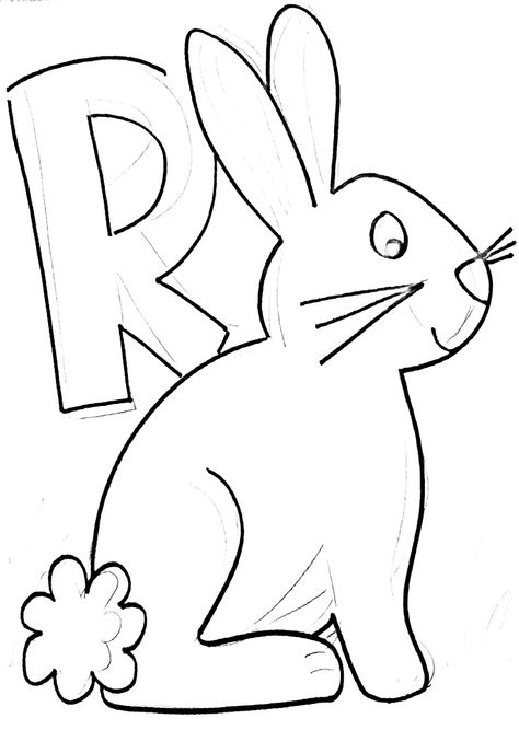 R is for Rabbit R For Rabbit Craft, R For Rabbit, R Is For Rabbit, Black And White Rabbit, Rabbit Book, Coloring Letters, Animal Lessons, Rabbit Pictures, Rabbit Crafts