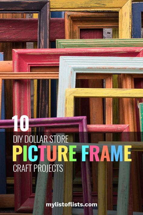 Repurpose Picture Frames Diy, Repurpose Picture Frames, List Of Lists, 10 Dollar Store, Dollar Tree Frames, Cheap Picture Frames, Frames Diy Crafts, Picture Frame Wreath, Plastic Picture Frames