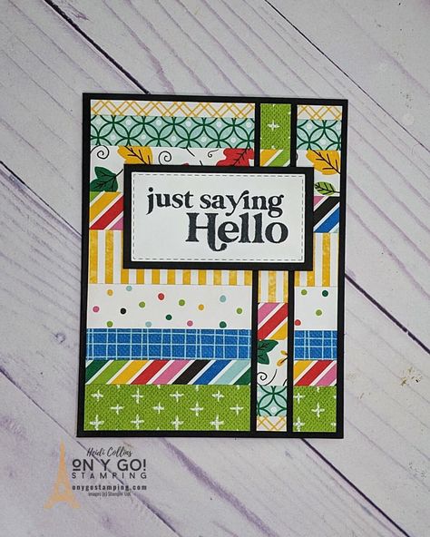 Paper Strip Card Ideas, Using Paper Scraps For Cards, Scrappy Cards Paper Scraps, Cards Using Scraps, Cards For Scrapbook, Case Cards, How To Make Cards, Strip Cards, Patchwork Cards