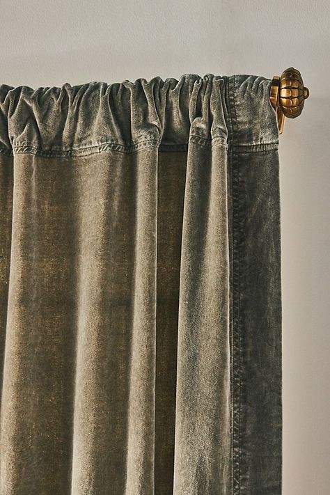 Velvet Trova Curtain Mcgee And Co Curtains, Dining Room With Curtains, Dark Academia Curtains, Black Velvet Drapes, Masculine Curtains, Curtains In Living Room, Curtains Living Room Ideas, Velvet Curtains Living Room, Curtain Wardrobe