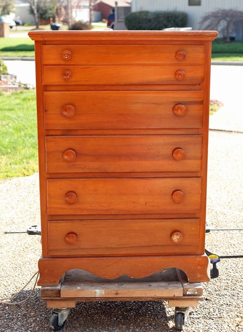 Grandma's Dresser gets an Update with Behr Paint Update Chest Of Drawers, Painted Chest Of Drawers Ideas, Chalk Paint Chest Of Drawers, Repurposed Chest Of Drawers, Chest Of Drawers Makeover, Diy Chalk Paint Recipe, Painted Chest Of Drawers, Chalk Paint Recipe, Nightstand Makeover