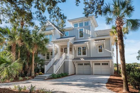 Waterway Boulevard 2 - Shelter Coastal Homes Exteriors, Coastal House Exterior, Beach House Layout, Coastal Home Design, Coastal Home Exterior, Home Architecture Design, Bloxburg Beach House, Coastal Exterior, Summer Beach House