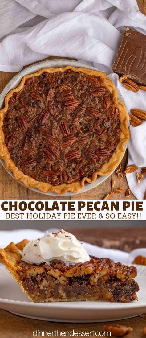 Classic Pecan Pie Recipe, Chocolate Chip Pecan Pie, Holiday Pies Recipes, Chocolate Pecan Pie Recipe, Classic Pecan Pie, Pie Chocolate, Chocolate Pie Recipes, Chocolate Pecan Pie, Holiday Pies