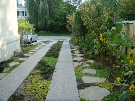 greener driveway Permeable Driveway, Recycled Concrete, Concrete Path, Concrete Retaining Walls, Home Outside, Driveway Design, Driveway Landscaping, Concrete Driveways, Side Yard