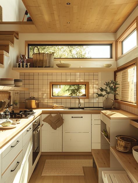 8 Japanese Tiny House Inspirations – TastyInteriors Japanese House Kitchen, Japanese Small House Interior, Small Cozy House Ideas, Tiny Japanese Kitchen, Japanese Home Decor Ideas, Japan Aesthetic House, Japanese Aesthetic House, Japanese Kitchen Aesthetic, Japanese Home Decor Modern