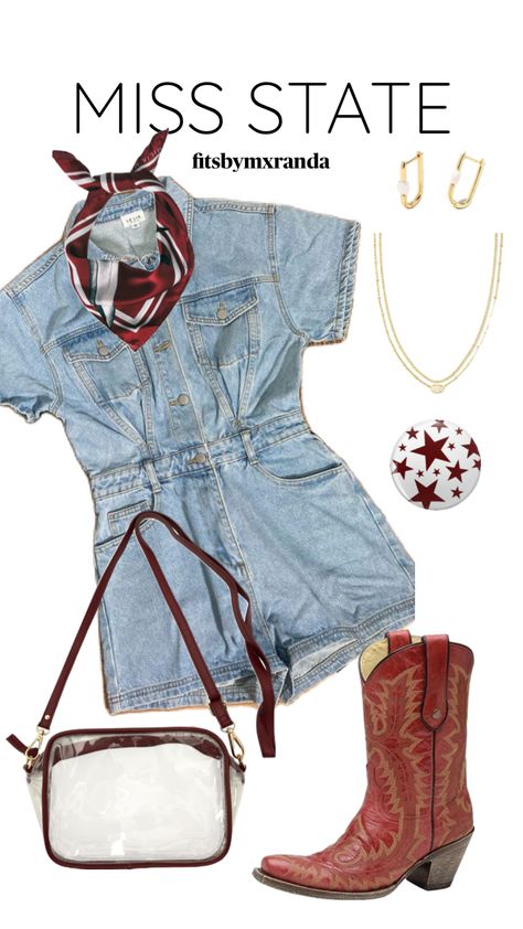 MISS STATE GAMEDAY OOTD #outfitinspo #gameday #gamedayfit Aggie Gameday Outfit, Rodeo Queen Outfits, Stagecoach Outfits, Mississippi State Football, Rush Week Outfits, College Gameday Outfits, Queen Outfits, Football Game Outfit, College Fits