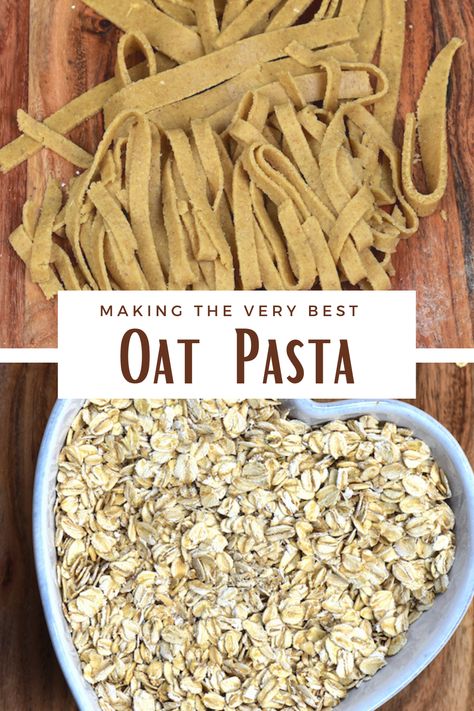 Simple homemade oat pasta made with just 3 ingredients and a simple process – a delicious, whole grain, high fiber, gluten-free pasta. Plus, this recipe takes no time at all to prepare and can be used immediately or frozen/dried for later! #glutenfree #pasta #highfiber Wheat Free Pasta Recipes, Homemade Whole Grain Pasta, Homemade Pasta Healthy, High Protein Pasta Dough, Healthy Homemade Pasta Recipes, Homemade Wheat Pasta, Glutenfree Pasta Recipe, Diy Gluten Free Pasta, Oat Flour Pasta