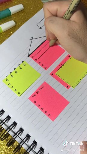 Sticky Note Scrapbook Ideas, Creativity With Sticky Notes, Creative Sticky Notes, How To Draw Sticky Notes, Journaling With Sticky Notes, Sticky Notes Creative Ideas, Journal Ideas Sticky Notes, How To Use Sticky Notes In Books, Journal With Sticky Notes