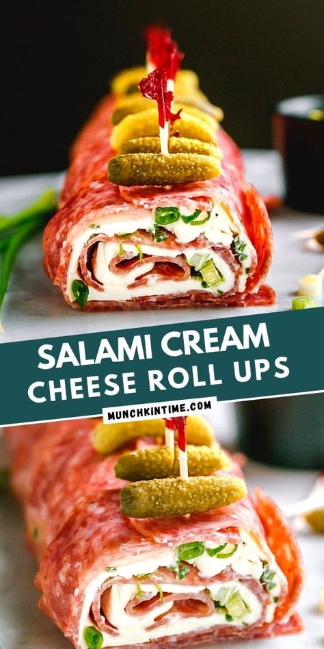 Salami Cream Cheese Roll Ups, Salami Roll Ups, Salami Cream Cheese, Cream Cheese Roll Ups, Cheese Roll Ups, Munchkin Time, Salad Jars, Cream Cheese Roll Up, Platter Ideas