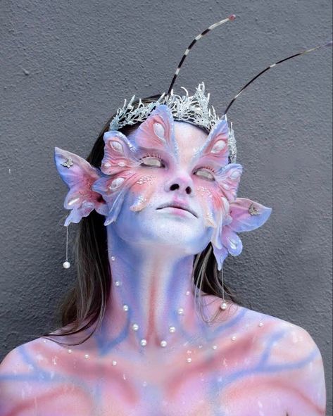 Fairy Special Effects Makeup, Fairy Fx Makeup, Sfx Prosthetics Makeup, Sfx Character Makeup, Sfx Fairy Makeup, Fey Makeup Looks, Monster Sfx Makeup, Butterfly Sfx Makeup, Makeup Art Inspiration