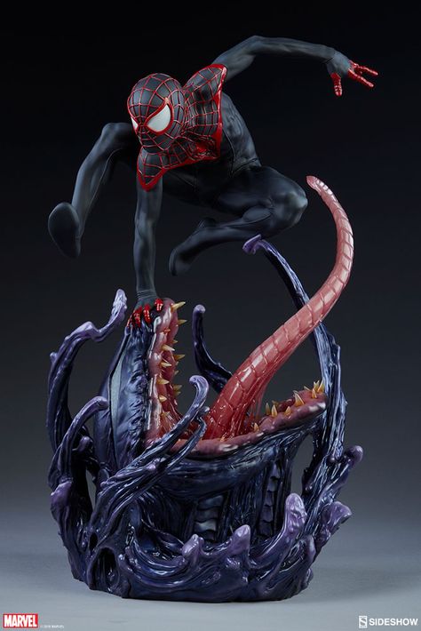 Sideshow Miles Morales Spider-Man Premium Format Figure - The Toyark - News Ultimate Venom, Miles Morales Spider Man, Marvel Statues, Spider Man Miles, Spider Man Miles Morales, Character Statue, Marvel Figure, Marvel Collectibles, Marvel Action Figures