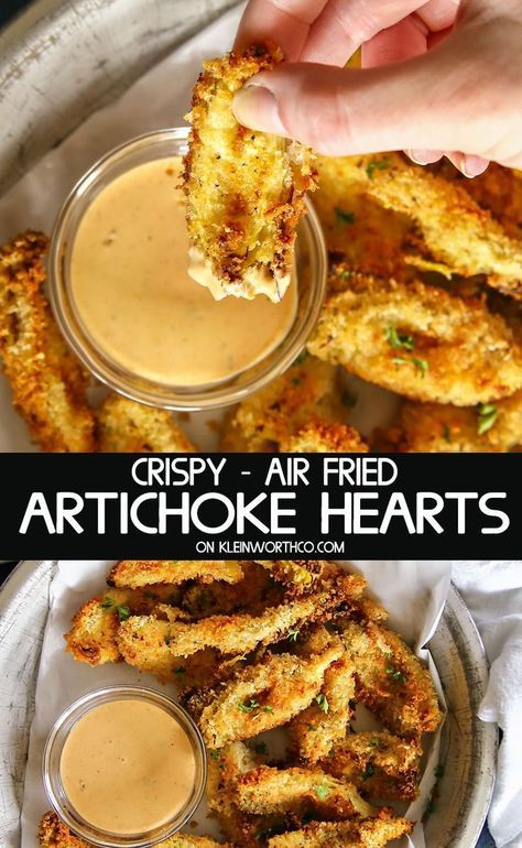 Air Fried Artichoke Hearts, Crispy Appetizers, Fried Artichoke Hearts, Fried Artichoke, Air Fryer Recipes Vegetarian, Air Fried Food, Air Fryer Oven Recipes, Air Fry Recipes, Artichoke Recipes