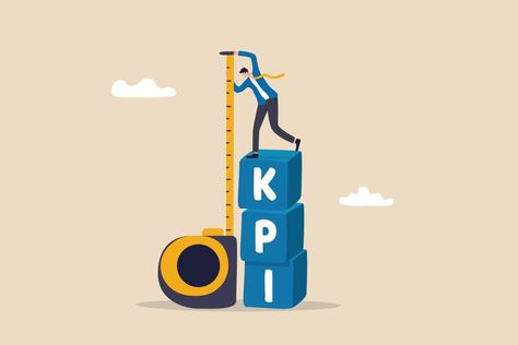 KPI, key performance indicator measurement to evaluate success or meet target, metric or data to review and improve business concept, businessman standing on top of KPI box measuring performance. Key Performance Indicators, Search Video, Business Concept, Pinterest Profile, Tree Saw, Cityscape Photos, Logo Banners, Job Application, Nature Backgrounds