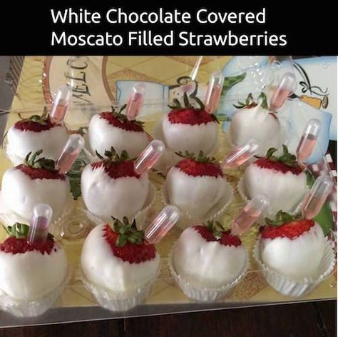 Party Snacks For Adults Appetizers, Party Snacks For Adults, Bridal Shower Snacks, Filled Strawberries, Snacks For Adults, White Chocolate Covered Strawberries, Coconut Hot Chocolate, White Chocolate Covered, Chocolate Covered Strawberry Recipe