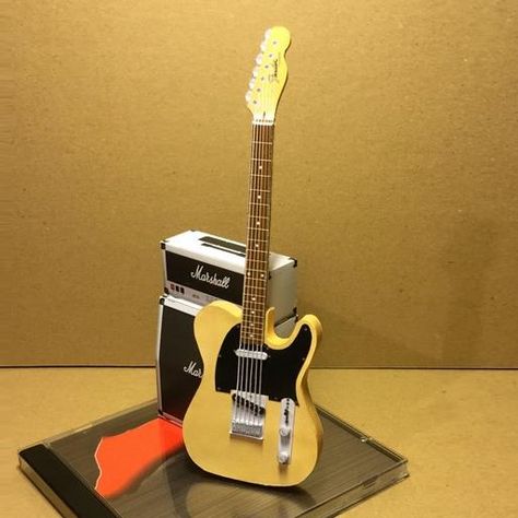 PAPERMAU: The Weekend Pic - Fender Telecaster Paper Model - by Papyrus Semper & Paper Guitar Molde, Origami Nativity, Paper Guitar, Cardboard Guitar, Papercraft Download, Matchbox Crafts, Free Paper Models, Miniature Guitars, Art Aesthetics