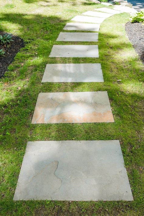 Bluestone Grass Walkway, Bluestone Pathway, Small Garden Backyard, Goshen Ny, Bluestone Walkway, Stone Backyard, Yard Path, Stone Paths, Bluestone Pavers