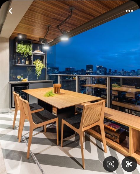 Balcony With Dining Table, Balcony Dining Ideas, Window Decor Ideas, Front Window Design, Balcony Dining, Beautiful Balcony, Miami Apartment, Diy Balcony, Japandi Home