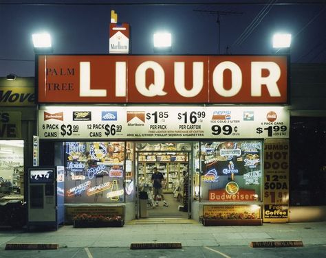 Los Angeles Landscape, Liquor Store, Store Front, Gas Station, Small Towns, No. 2, At Night, Street Photography, Liquor