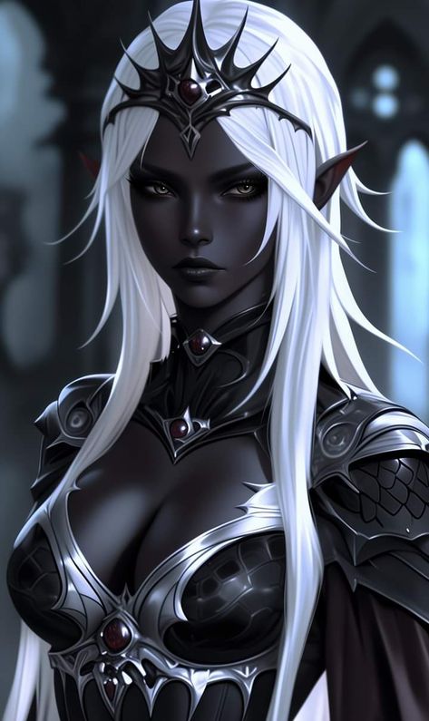 Drow Princess, Dusk Elf, Elves Female Beautiful, Drow Art, Elf Woman, Dark Elves, Female Elf, Elf Art, Pintura Exterior