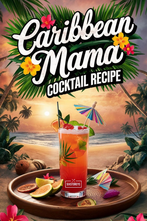 Caribbean Mama Cocktail Recipe Coconut Rum, Cocktail Recipes, Pineapple Slices, Light Rum, Tropical Drink, Maraschino Cherry, Pineapple Juice, Cocktail Recipe, Orange Juice