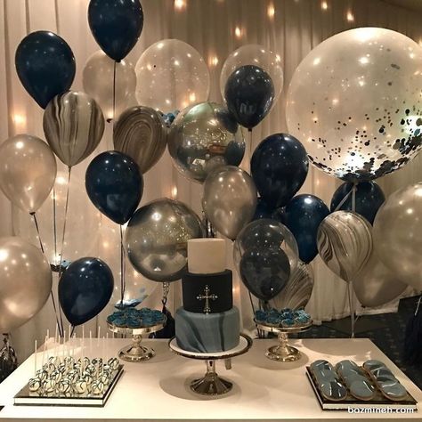 Blue Birthday Themes, Boyfriends Birthday Ideas, Birthday Celebration Ideas, Blue Party Decorations, 16th Birthday Decorations, Birthday Room Decorations, Blue Birthday Parties, Birthday Surprise Boyfriend, Gold Birthday Party