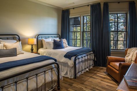 Cold Mountain Lodge | PLATT Spanish Style Interiors, Double Queen Bed, Farmhouse Exteriors, Lake Toxaway, Wood Violet, Custom Home Build, Cold Mountain, Mountain Living, Mountain Modern