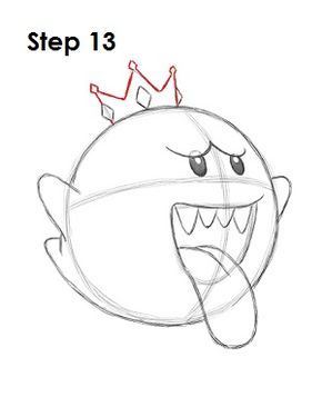 King Boo, Cartoon Drawings, Cool Drawings, Pencil Drawings, Easy Drawings, To Draw, Cute Drawings, Step By Step, Mario