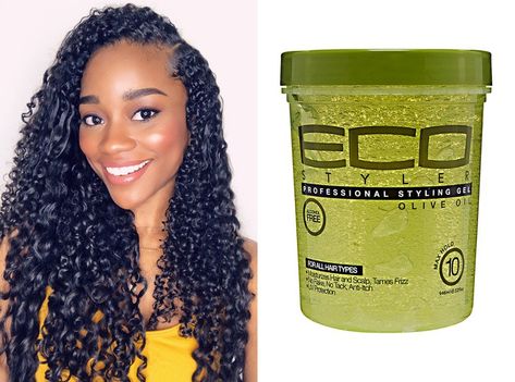 Eco Styler Gel in Olive Oil, $15 Eco Gel Natural Hair Curls, Gel Curly Hair, Easy Professional Hairstyles, Natural Hair Gel, Eco Styler Gel, Curly Hair Women, Girls Natural Hairstyles, Styling Gel, Natural Curls Hairstyles