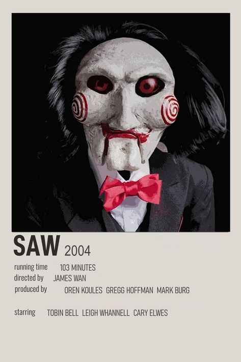 saw minimalist Polaroid alternative poster Tv Glow, Scary Movie List, Halloween Movie Poster, Horror Movies List, The Babadook, Saw Film, Terror Movies, Film Thriller, Media Consumption