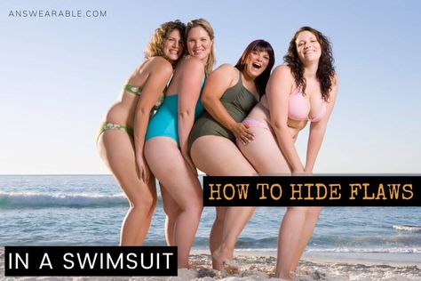 How to Hide Flaws in a Bathing Suit 37 Large Bust Dress, Dress Broad Shoulders, Rectangle Body Shape Fashion, Shaping Swimsuit, Bust Dress, Flabby Arms, Shape Fashion, Pear Body, Straight Cut Pants