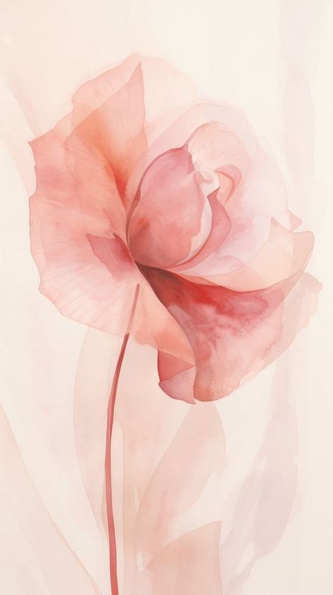 Rose Watercolor Painting, Coral Aesthetic, Post Background, Abstract Rose, Wallpaper Illustration, Watercolour Ideas, Iphone Art, Transparent Flowers, Flower Abstract