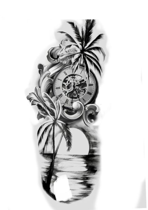 Anthony Tattoo, Sea Tattoo Sleeve, Tree Tattoo Back, Temple Tattoo, Hipster Drawings, Sunset Tattoos, Belly Tattoo, Aquarius Tattoo, Blue Rose Tattoos