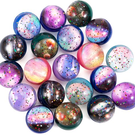 PRICES MAY VARY. Package Included: 20PCS 32mm starlight galaxy design bouncy balls for galaxy party favors Material: The bouncy balls for kids are made of rubber, non-toxic and environmentally safe materials, safe funny toys for kids and cats Space Theme Designed: Our 20pcs space bouncy balls set contains 8 styles, each style is random 2-3 pieces, very suitable for space-themed parties and gift bag filling Features: Bouncy balls bulk is lightweight, bright colour, good elasticity. New bounce bal Kids Party Favors, Party Bags Kids, Classroom Prizes, Egg Toys, Bouncy Ball, Bouncy Balls, Christmas Giveaways, Space Party, Party Bag Fillers