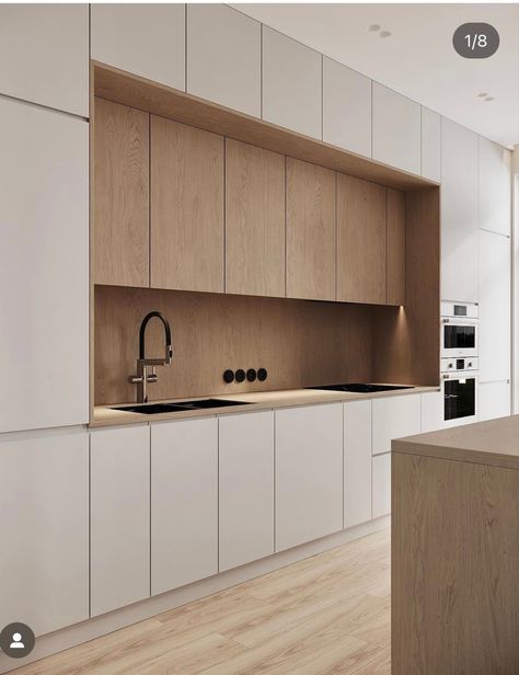 Kitchen Shelf Design, Minimal Kitchen Design, Scandinavian Kitchen Design, Modern Kitchen Interiors, Kitchen Interior Design Decor, Kitchen Design Plans, Scandinavian Kitchen, House Design Kitchen, Kitchen Room Design