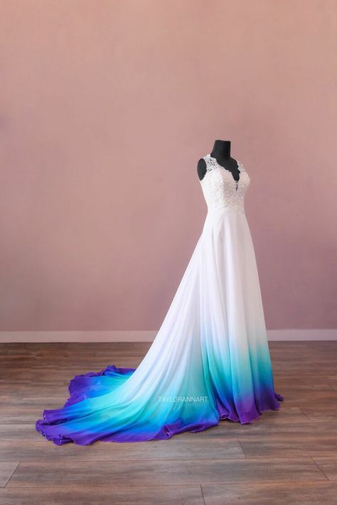 Blue Ombre Wedding Dress, Canvas Bridal, Dye Wedding Dress, Ombre Wedding Dress, Galaxy Wedding, Black Pastel, Unique Wedding Dress, Purple Wedding Dress, Ombre Wedding