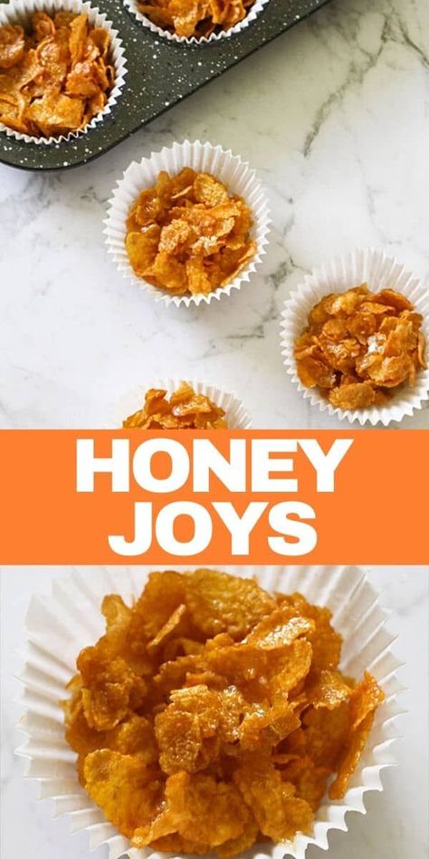 Honey Crackles Recipe, Honey Joy Slice, Honey Cornflakes Recipe, Healthy Cornflake Recipes, Cornflake Recipes Healthy, Desserts Using Honey, Recipes Using Cornflakes, Cornflake Crackles, Honey Snacks Easy