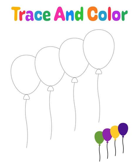 Balloons tracing worksheet for kids Trace A, Worksheet For Kids, Tracing Worksheets, Worksheets For Kids, Vector Graphics, Vector Free, Balloons, For Kids