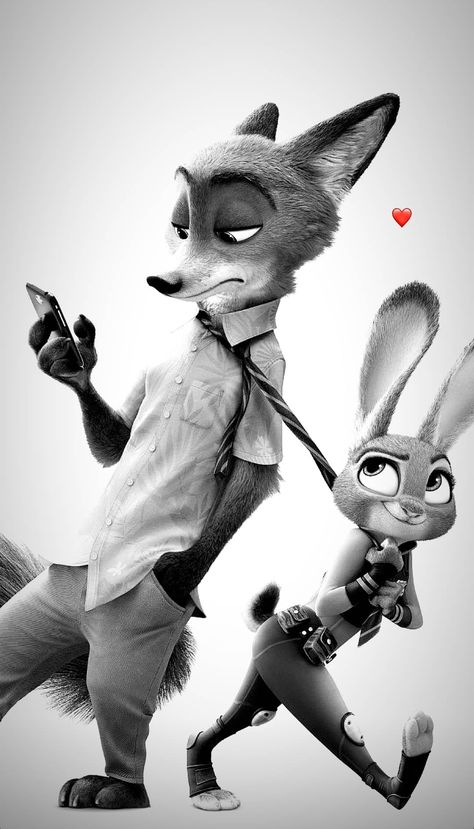 Zootopia Wallpaper Couple, Couples Wallpapers For 2 Phones, Couples Cartoon Aesthetic, Cartoon Couple Images, Cute Disney Characters, Zootopia Art, Disney Characters Wallpaper, Images Disney, Cute Bunny Cartoon