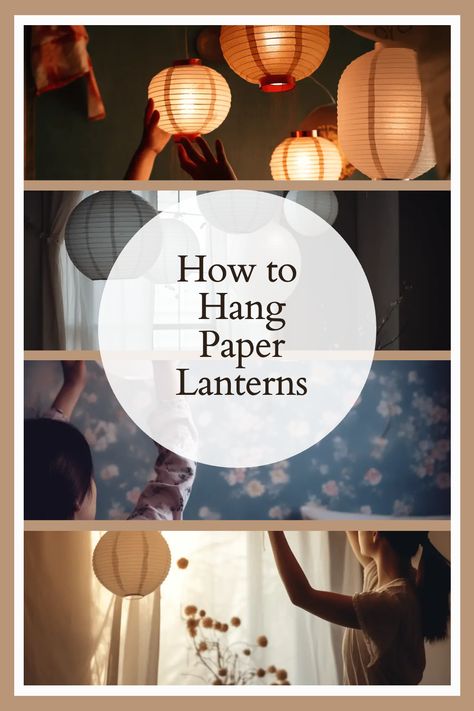 Learn about using fishing line for an invisible hold. This pin provides instructions on hanging paper lanterns from the ceiling using clear fishing line, creating the illusion that they are floating in the air, perfect for parties or wedding receptions. Hanging Lantern Lights In Bedroom, Hanging Lanterns Wedding Reception, Wedding Paper Lantern Decor, Paper Lantern Decor Outdoor Party Ideas, How To Hang Paper Lanterns From Ceiling, Bedroom Paper Lanterns, White Paper Lanterns Wedding, How To Hang Paper Lanterns, How To Hang Lanterns From Ceiling