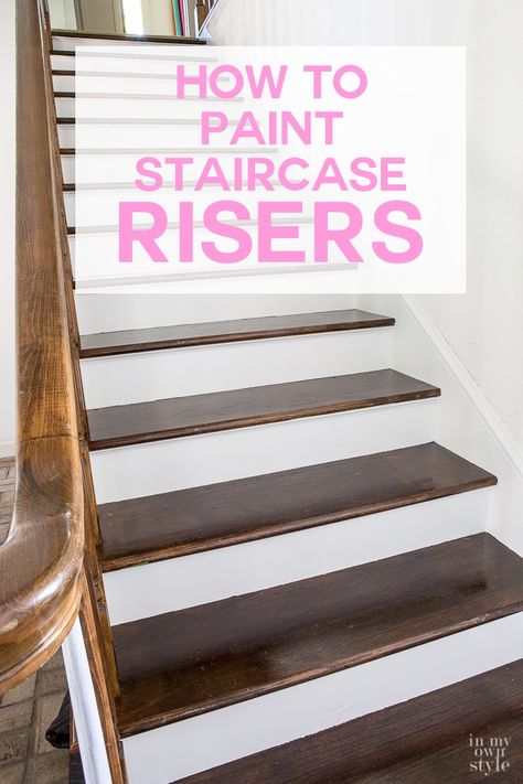 Home improvement project on a budget. How to paint a staircase. Painted Stairs Makeover, Foyer Makeover, Easy Home Improvement Projects, Painted Staircases, Foyer Staircase, Hardwood Stairs, Diy Staircase, Stairs Makeover, Easy Home Improvement