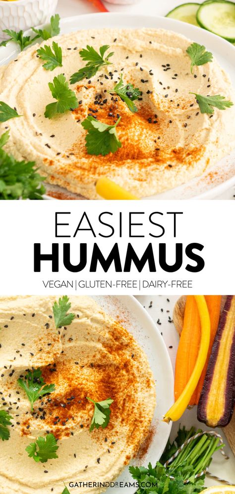 Roasted Garlic Hummus Recipe, Creamy Hummus Recipe, Healthy Hummus, Easy Hummus Recipe, Hummus Recipe Homemade, Roasted Garlic Hummus, Recipe For Beginners, Easy Mediterranean Diet Recipes, Easy Hummus