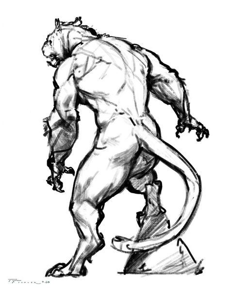 ArtStation - Cobalt Weretiger Taran Fiddler, Thumbnail Sketches, Alien Concept Art, Art Folder, Sketch Inspiration, Figure Drawing Reference, Monster Design, Animal Sketches, Sketchbook Inspiration