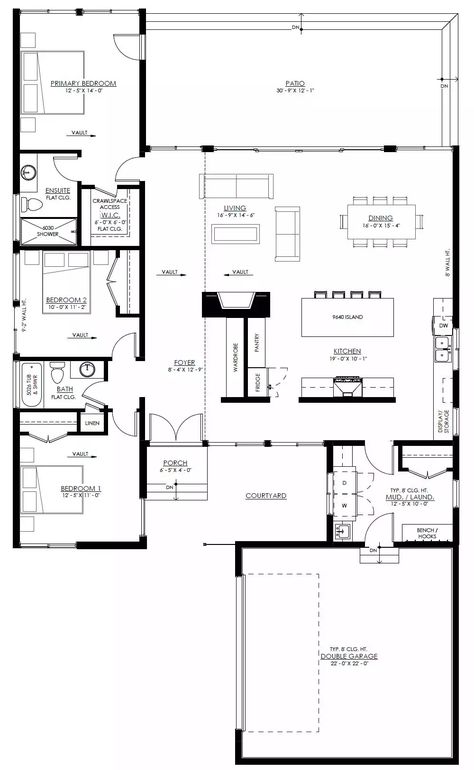 Sooke 1 Story Contemporary Style House Plan 9162 - 9162 Flooring Plan Ideas, Mid Century House Floor Plans, 1 Storey House Floor Plan, Mid Century Modern House Plans 4 Bedroom, Contemporary House Layout, Small 3 Bedroom Floor Plans, Scandinavian House Plans Nordic Design, 3bedroom House Plan, House Plan One Floor